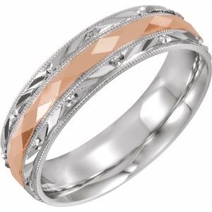 Milgrain Geometric Faceted Comfort-Fit Half Round Band