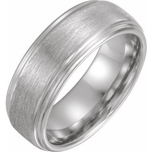 Stepped-Edge Comfort-Fit Flat Band with Brush Finish