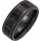 Coin-Edge Oak Wood Inlay Comfort-Fit Band