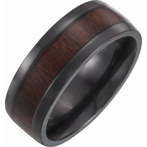 Beveled-Edge Ebony Wood Inlay Comfort-Fit Band