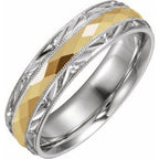 Milgrain Geometric Faceted Comfort-Fit Half Round Band