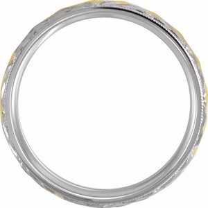 Milgrain Geometric Faceted Comfort-Fit Half Round Band