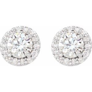 Round 4-Prong Halo-Style Earrings