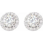 Round 4-Prong Halo-Style Earrings