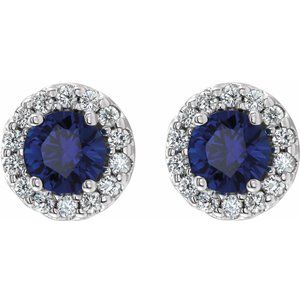 Round 4-Prong Halo-Style Earrings