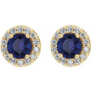 Round 4-Prong Halo-Style Earrings