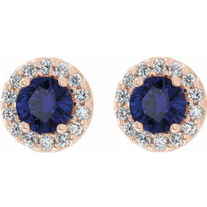 Round 4-Prong Halo-Style Earrings