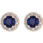 Round 4-Prong Halo-Style Earrings