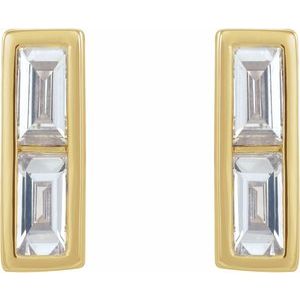 Baguette Bezel-Set Bar Earrings