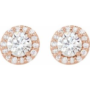 Round 4-Prong Halo-Style Earrings
