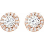 Round 4-Prong Halo-Style Earrings