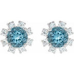 Round 4-Prong Halo-Style Earrings