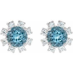 Round 4-Prong Halo-Style Earrings