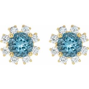 Round 4-Prong Halo-Style Earrings