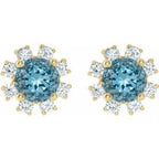 Round 4-Prong Halo-Style Earrings