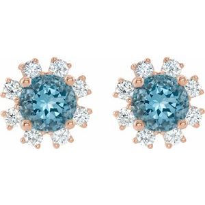 Round 4-Prong Halo-Style Earrings