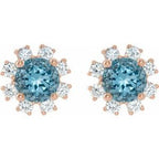 Round 4-Prong Halo-Style Earrings