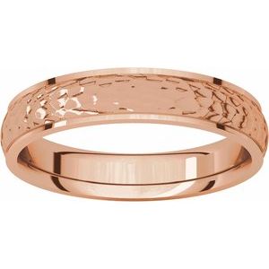 Stepped-Edge Comfort-Fit Half Round Band with Hammer Finish
