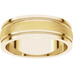 Milgrain Edge Comfort-Fit Flat Band with Satin Finish