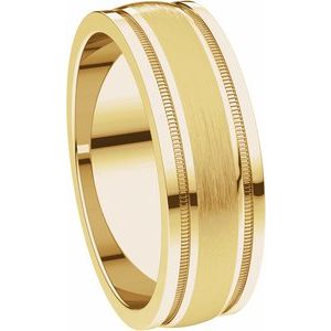 Milgrain Edge Comfort-Fit Flat Band with Satin Finish