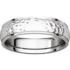 Stepped-Edge Comfort-Fit Half Round Band with Hammer Finish
