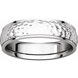 Stepped-Edge Comfort-Fit Half Round Band with Hammer Finish