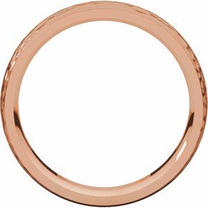 Stepped-Edge Comfort-Fit Half Round Band with Hammer Finish