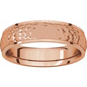 Stepped-Edge Comfort-Fit Half Round Band with Hammer Finish