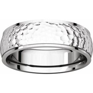 Stepped-Edge Comfort-Fit Half Round Band with Hammer Finish