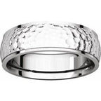 Stepped-Edge Comfort-Fit Half Round Band with Hammer Finish