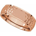 Stepped-Edge Comfort-Fit Half Round Band with Hammer Finish