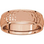 Stepped-Edge Comfort-Fit Half Round Band with Hammer Finish