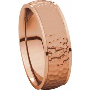 Stepped-Edge Comfort-Fit Half Round Band with Hammer Finish