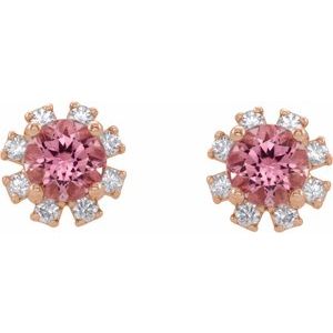 Round 4-Prong Halo-Style Earrings
