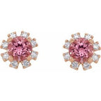Round 4-Prong Halo-Style Earrings