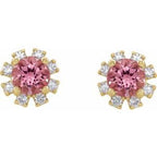 Round 4-Prong Halo-Style Earrings