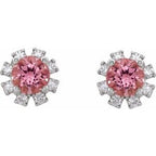 Round 4-Prong Halo-Style Earrings