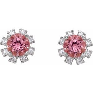 Round 4-Prong Halo-Style Earrings