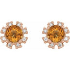 Round 4-Prong Halo-Style Earrings