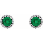 Round 4-Prong Halo-Style Earrings