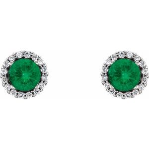 Round 4-Prong Halo-Style Earrings