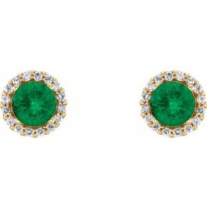 Round 4-Prong Halo-Style Earrings