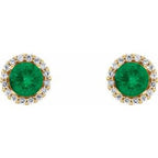 Round 4-Prong Halo-Style Earrings