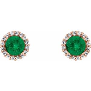 Round 4-Prong Halo-Style Earrings