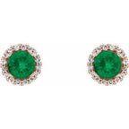 Round 4-Prong Halo-Style Earrings