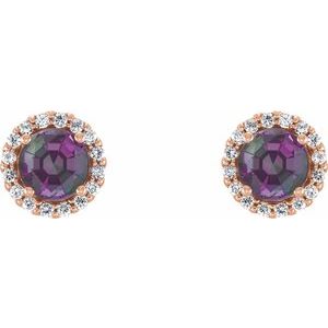 Round 4-Prong Halo-Style Earrings