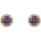 Round 4-Prong Halo-Style Earrings