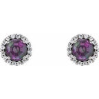 Round 4-Prong Halo-Style Earrings