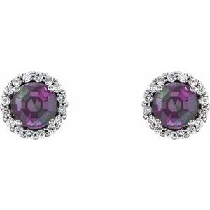 Round 4-Prong Halo-Style Earrings