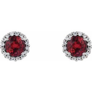 Round 4-Prong Halo-Style Earrings
